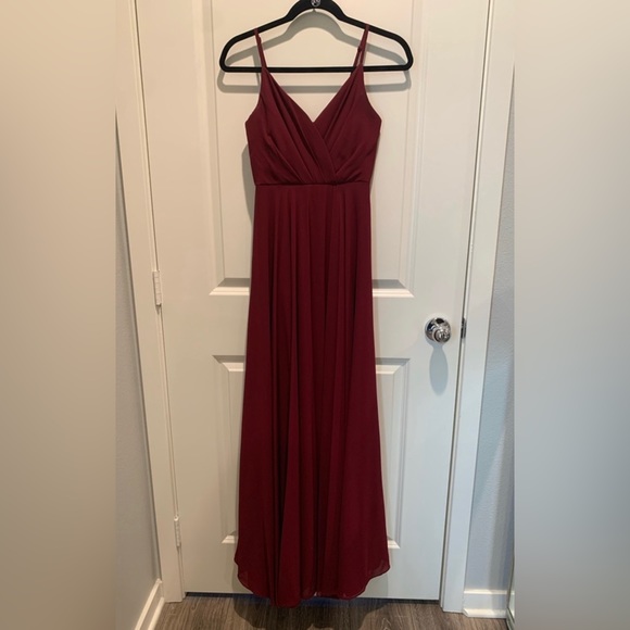 Lulu’s Chiffon Gown in WINE - Picture 6 of 12